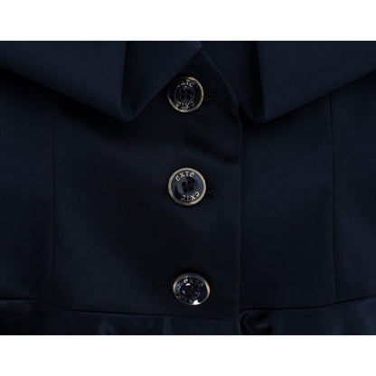 Exte Blue Three Button Single Breasted Blazer Jacket 1728,4% Elastane,45% Nylon,67345645728,Blazers - Suits & Blazers - Clothing,Blue,Clothing,Exte,IT40|S,Material: 51% Acetate,New with tags,Suits & Blazers - Clothing,Suits & Blazers - Women - Clothing,Wo