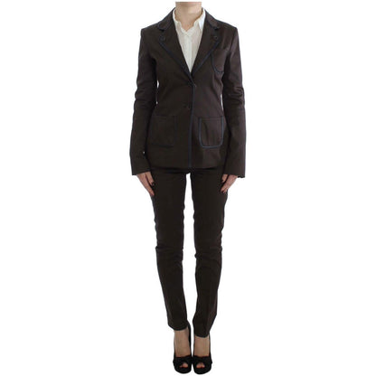 Exte Brown Stretch Two Button Suit 1728,3% Elastane,67345645728,Brown,Clothing,Exte,IT40|S,Material: 97% Cotton,New with tags,Suits & Blazers - Clothing,Suits & Blazers - Women - Clothing,Two-Piece Suits - Suits & Blazers - Clothing,Women,Women - Clothing