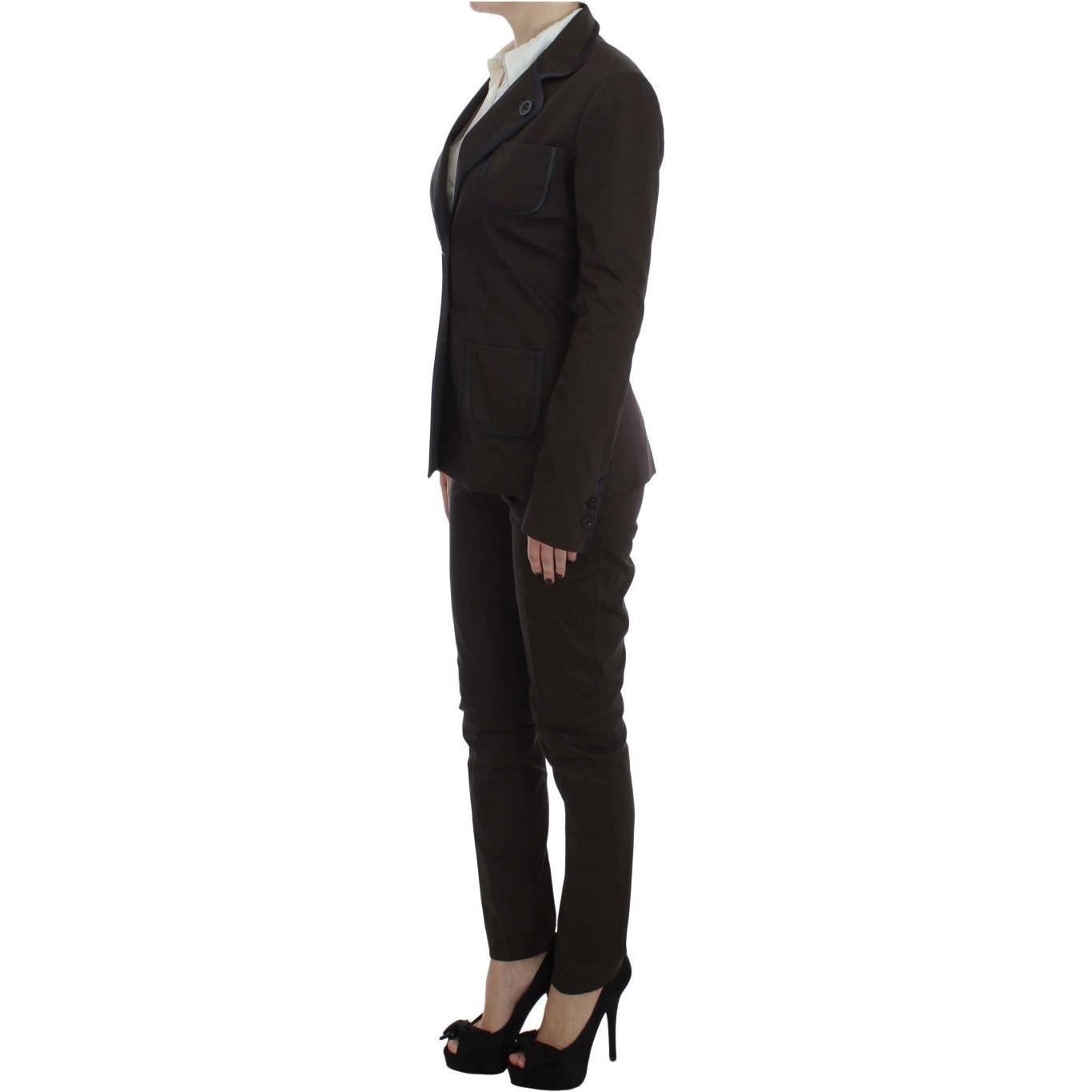 Exte Brown Stretch Two Button Suit 1728,3% Elastane,67345645728,Brown,Clothing,Exte,IT40|S,Material: 97% Cotton,New with tags,Suits & Blazers - Clothing,Suits & Blazers - Women - Clothing,Two-Piece Suits - Suits & Blazers - Clothing,Women,Women - Clothing