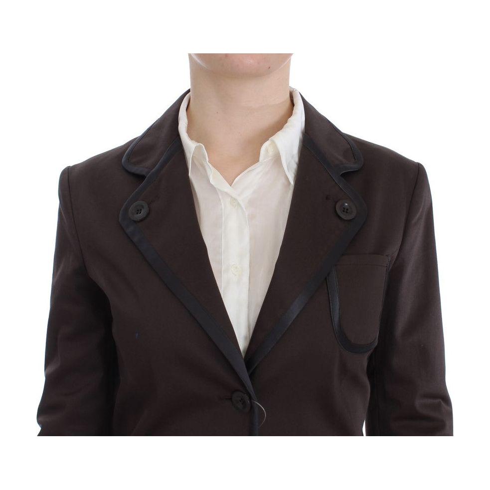 Exte Brown Stretch Two Button Suit 1728,3% Elastane,67345645728,Brown,Clothing,Exte,IT40|S,Material: 97% Cotton,New with tags,Suits & Blazers - Clothing,Suits & Blazers - Women - Clothing,Two-Piece Suits - Suits & Blazers - Clothing,Women,Women - Clothing