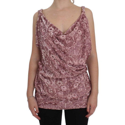 Exte Pink Floral Print Viscose Silk Blouse Top 1728,18% Silk,67345645728,Clothing,Exte,IT40|S,Material: 82% Viscose,New with tags,Pink,Sleeveless - T-Shirts - Clothing,T-Shirts - Clothing,Tops & T-Shirts - Women - Clothing,Women,Women - Clothing
