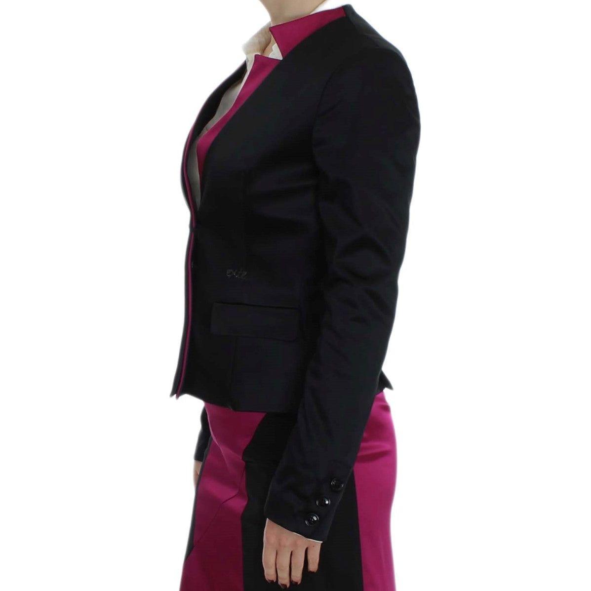 Exte Black Pink Stretch Blazer Jacket 1728,4% Elastane,45% Polyamide,67345645728,Black,Blazers - Suits & Blazers - Clothing,Clothing,Exte,IT40|S,Material: 51% Acetate,New with tags,Suits & Blazers - Clothing,Suits & Blazers - Women - Clothing,Women,Women