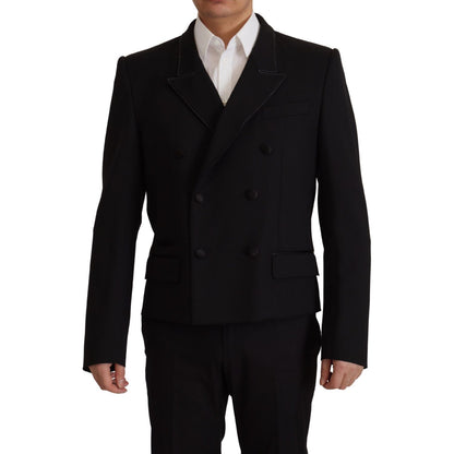 Dolce & Gabbana Black Double Breasted Coat Blazer Jacket Dolce & Gabbana