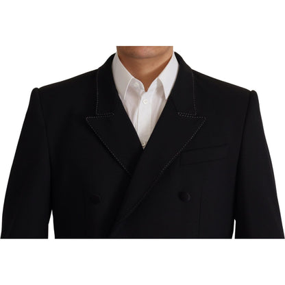 Dolce & Gabbana Black Double Breasted Coat Blazer Jacket Dolce & Gabbana
