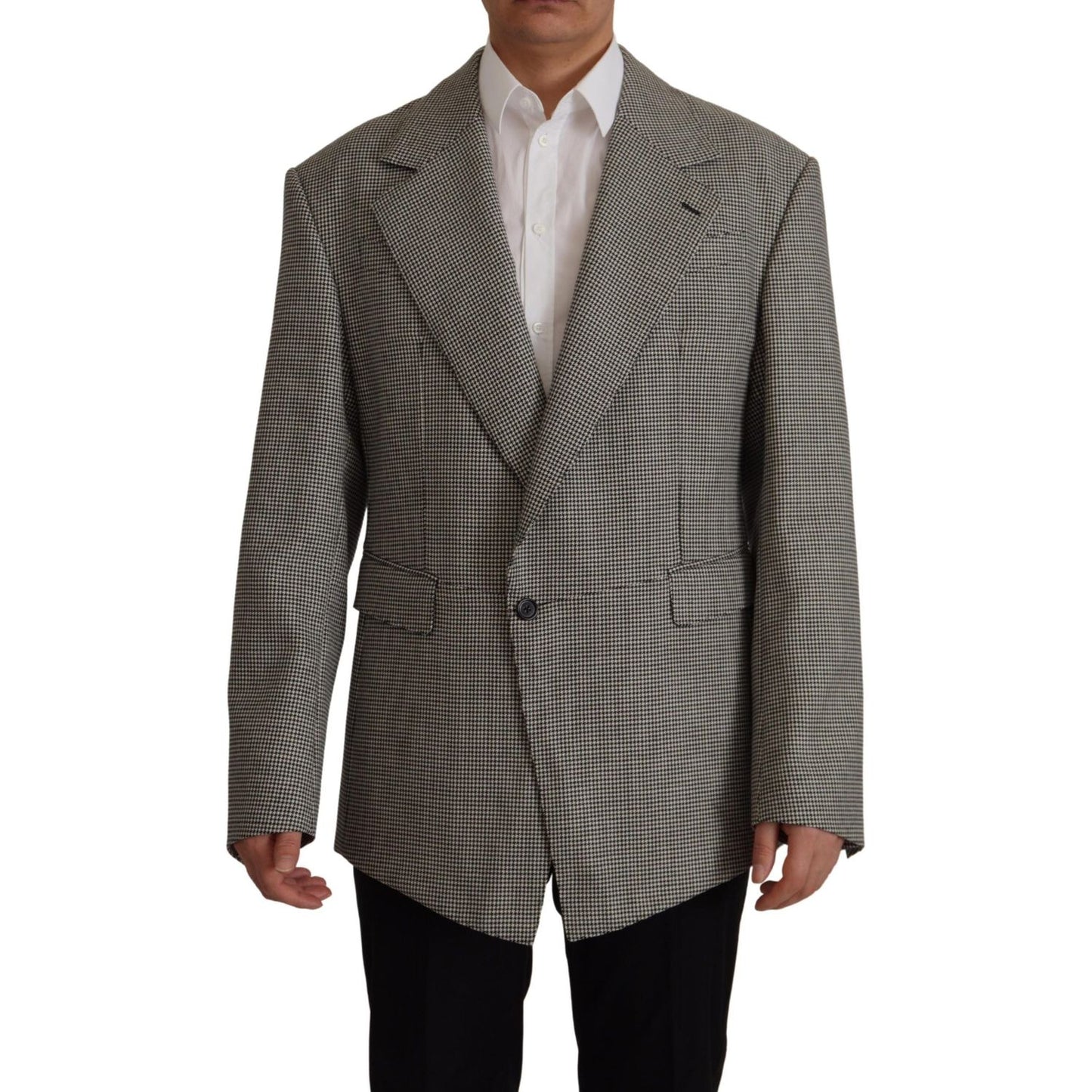 Dolce & Gabbana Gray Checkered Single Breasted Jacket Blazer Dolce & Gabbana