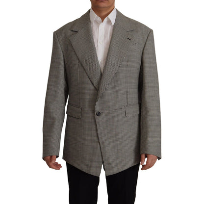 Dolce & Gabbana Gray Checkered Single Breasted Jacket Blazer Dolce & Gabbana