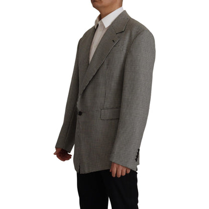 Dolce & Gabbana Gray Checkered Single Breasted Jacket Blazer Dolce & Gabbana