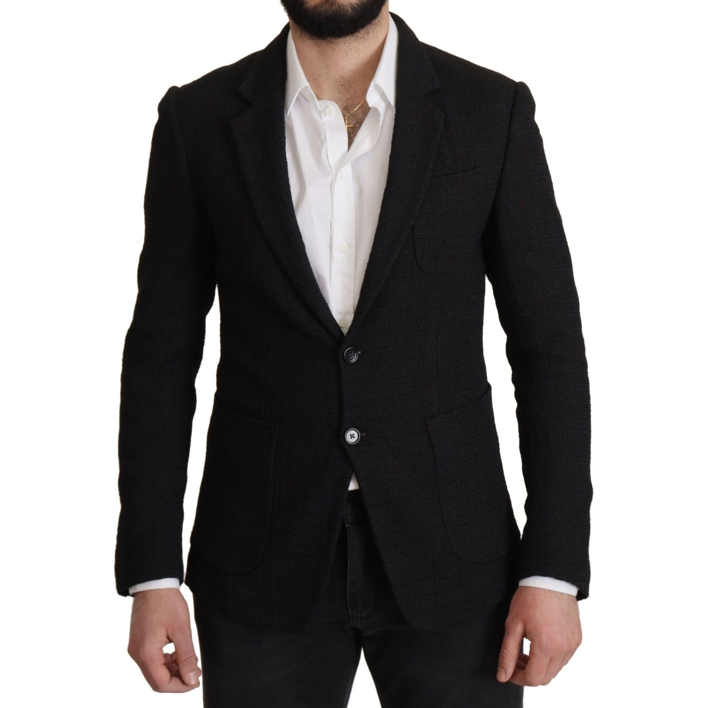 Dolce & Gabbana Black Single Breasted Coat Men Blazer Dolce & Gabbana