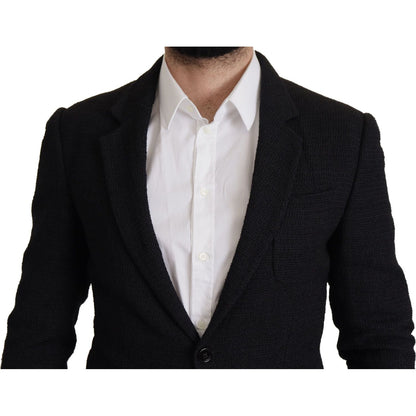 Dolce & Gabbana Black Single Breasted Coat Men Blazer Dolce & Gabbana