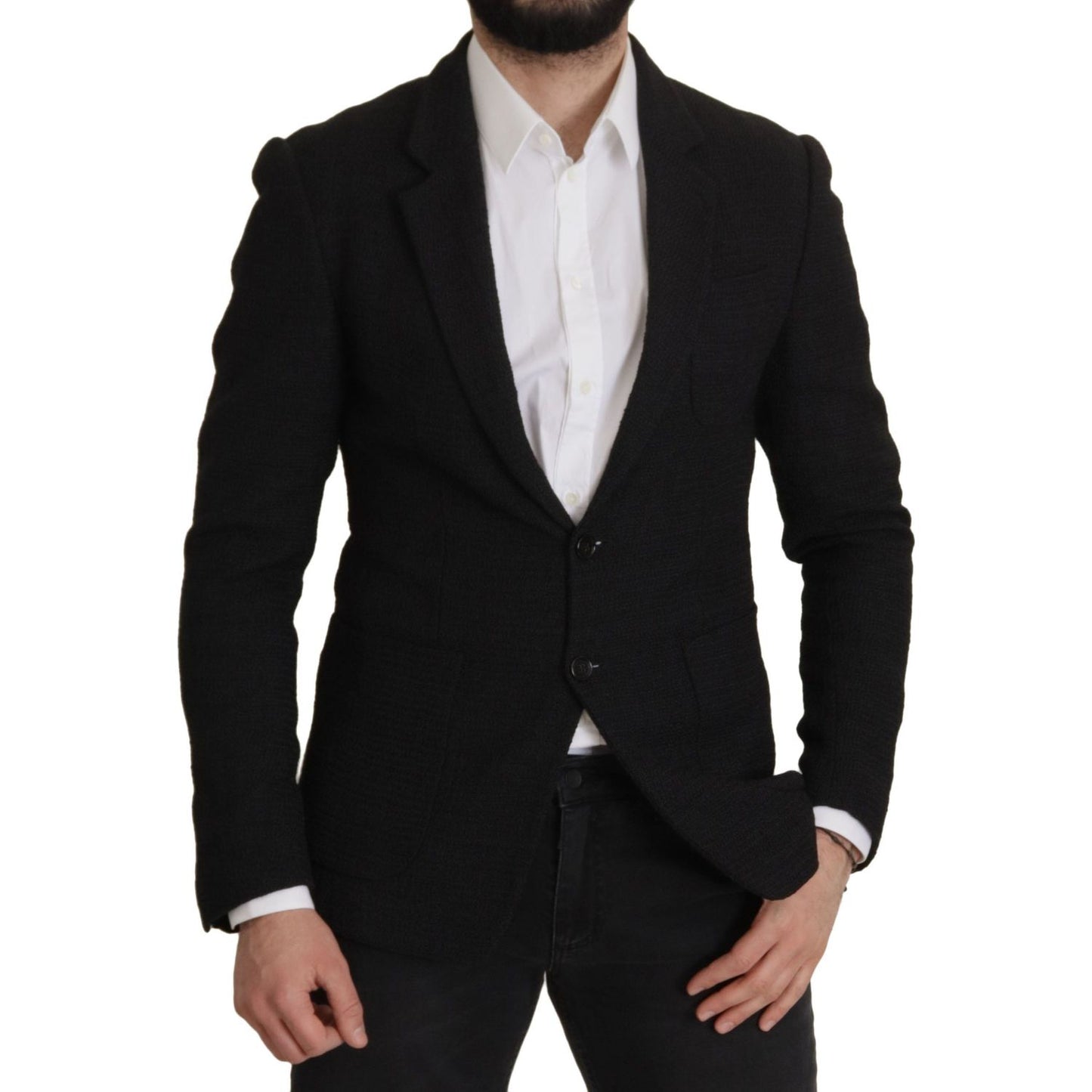Dolce & Gabbana Black Single Breasted Coat Men Blazer Dolce & Gabbana