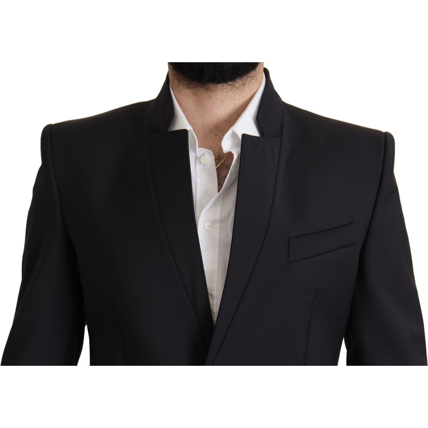 Dolce & Gabbana Black Wool Single Breasted Coat Men Blazer Dolce & Gabbana