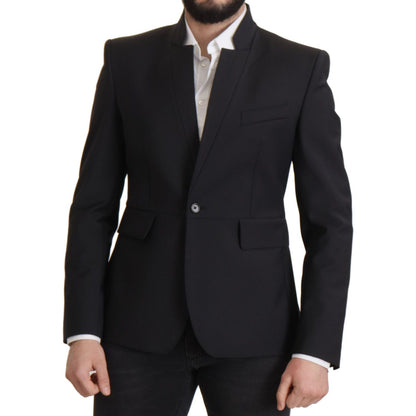 Dolce & Gabbana Black Wool Single Breasted Coat Men Blazer Dolce & Gabbana
