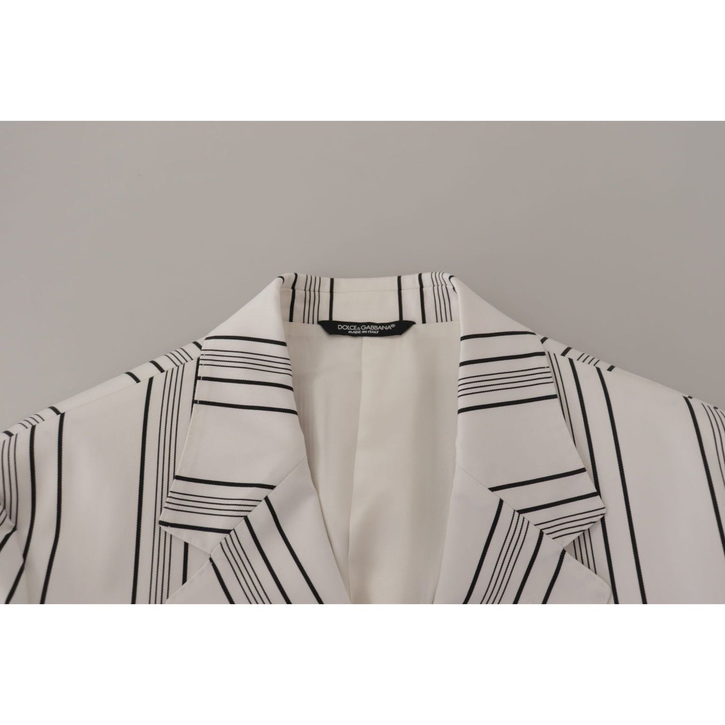 Dolce & Gabbana White Stripes Cotton Single Breasted Blazer Dolce & Gabbana