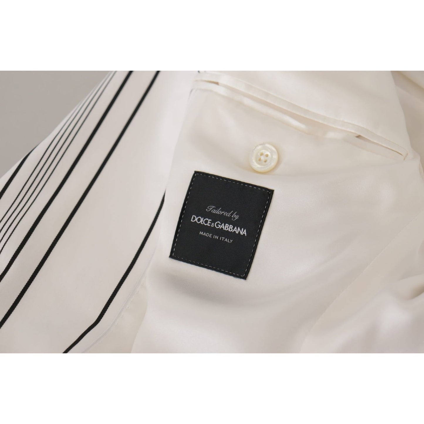 Dolce & Gabbana White Stripes Cotton Single Breasted Blazer Dolce & Gabbana