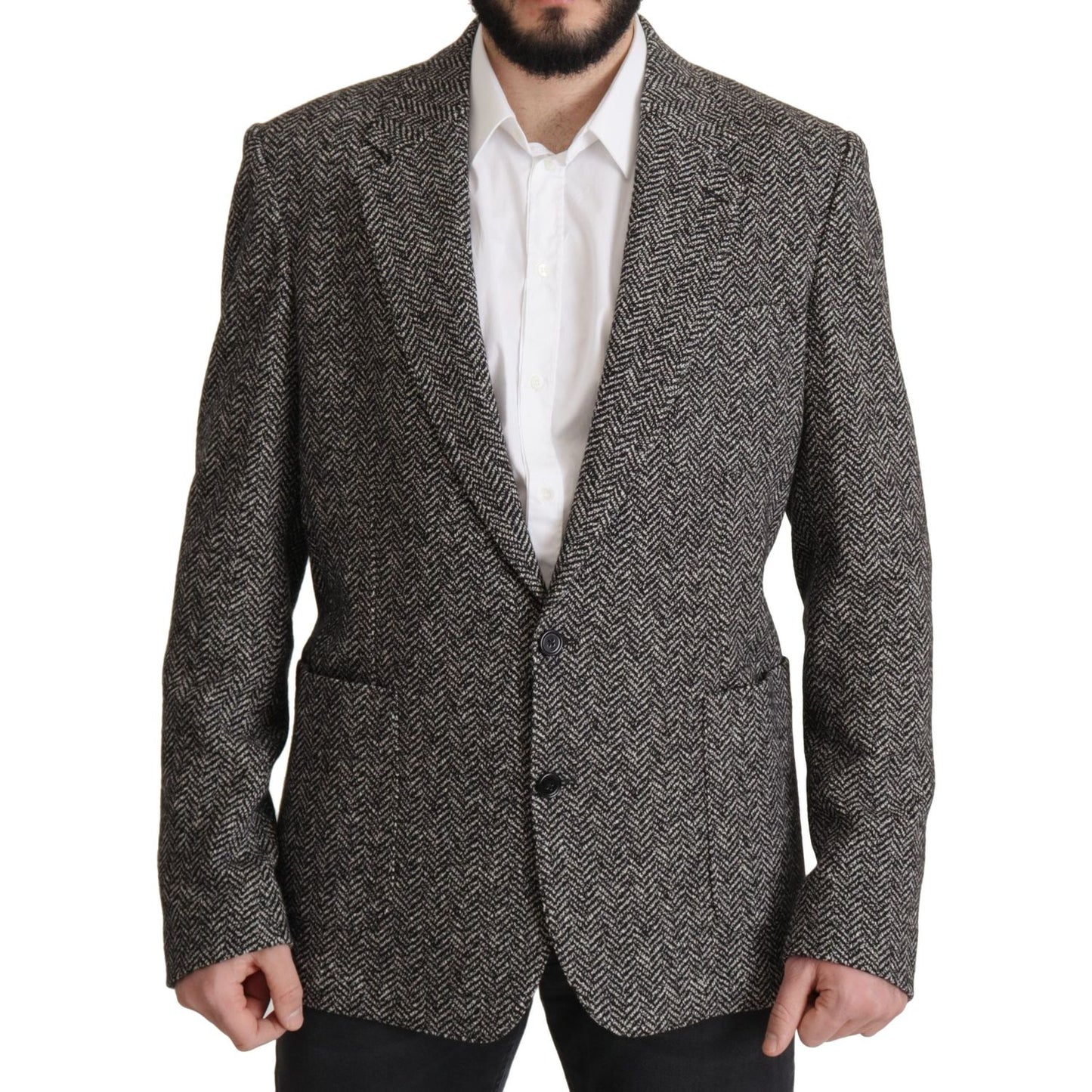 Dolce & Gabbana Gray Cotton Single Breasted Fantasy Blazer Dolce & Gabbana