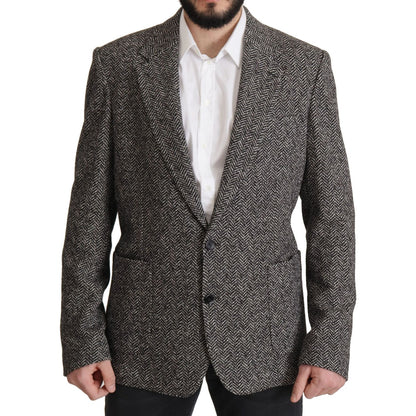 Dolce & Gabbana Gray Cotton Single Breasted Fantasy Blazer Dolce & Gabbana