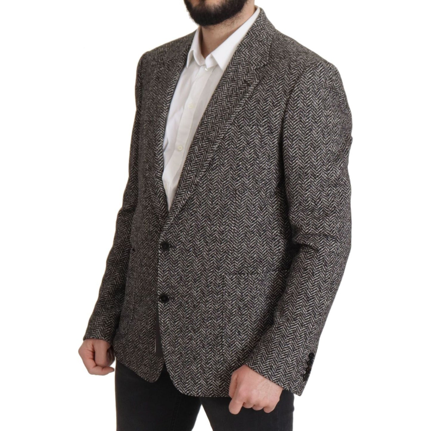 Dolce & Gabbana Gray Cotton Single Breasted Fantasy Blazer Dolce & Gabbana