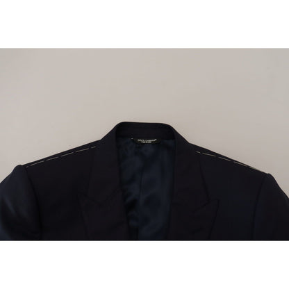 Dolce & Gabbana Blue Wool Single Breasted Coat Blazer Dolce & Gabbana