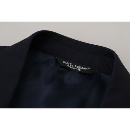 Dolce & Gabbana Blue Wool Single Breasted Coat Blazer Dolce & Gabbana