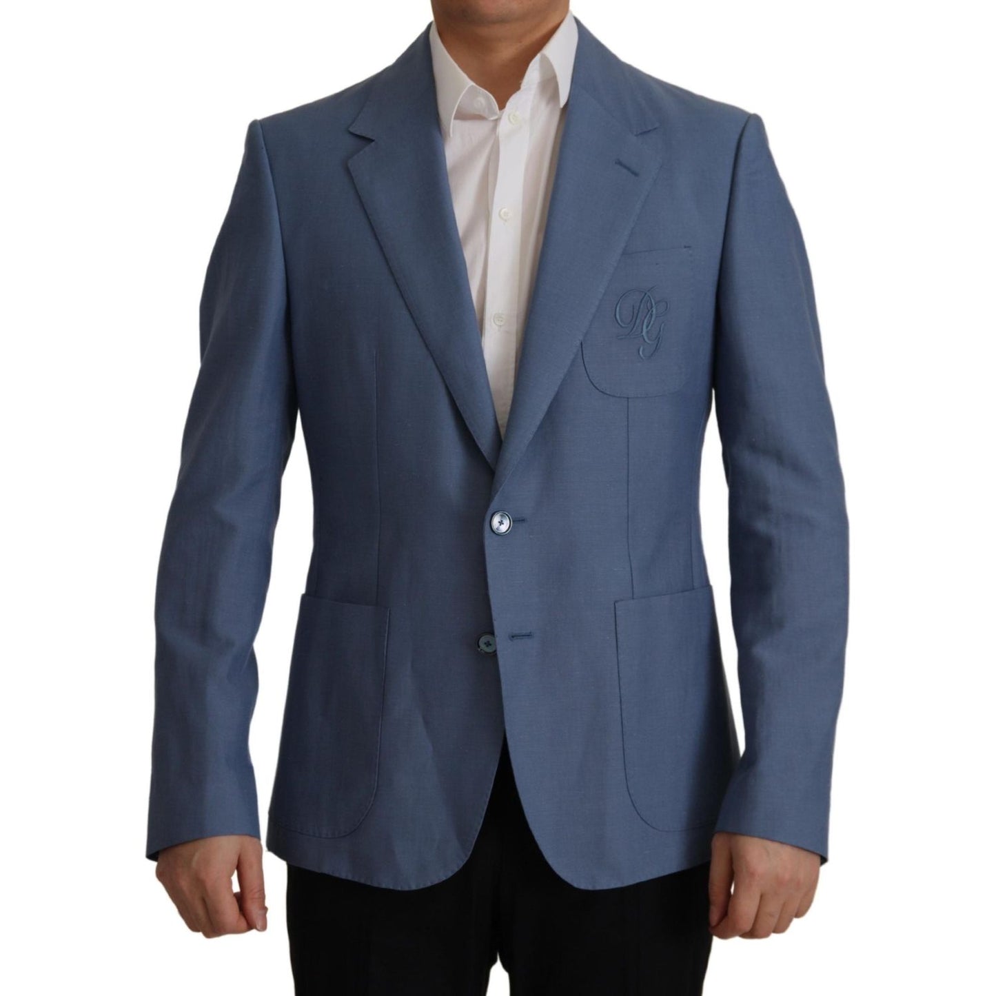 Dolce & Gabbana Blue Single Breasted Logo Blazer Jacket Dolce & Gabbana