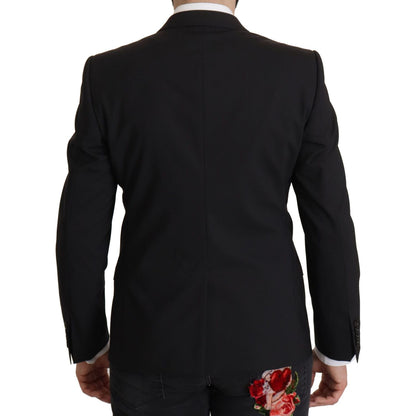 Dolce & Gabbana Black Single Breasted Jacket MARTINI Blazer Dolce & Gabbana