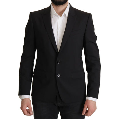 Dolce & Gabbana Black Single Breasted Jacket MARTINI Blazer Dolce & Gabbana