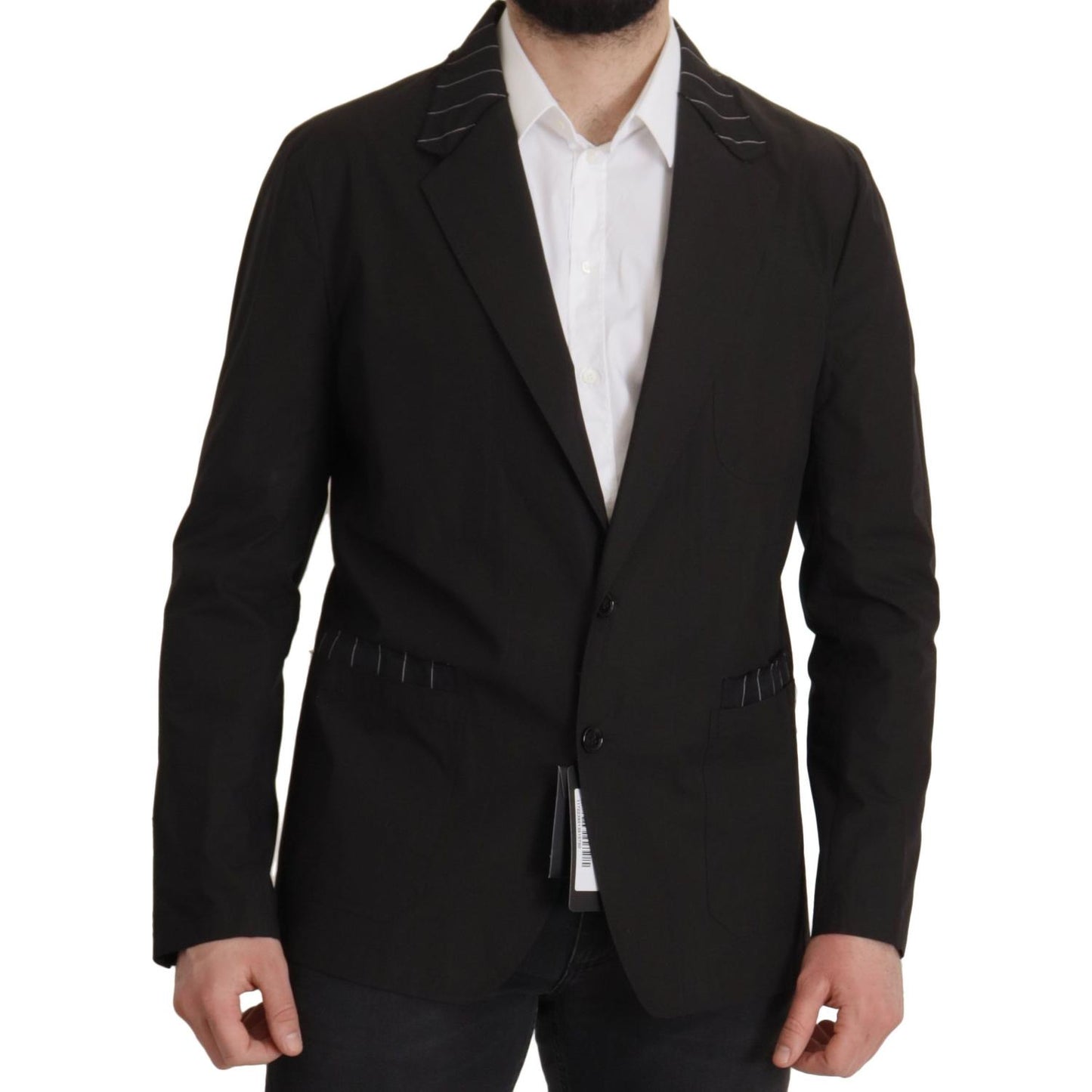 Dolce & Gabbana Black Cotton Single Breasted Blazer Jacket Dolce & Gabbana