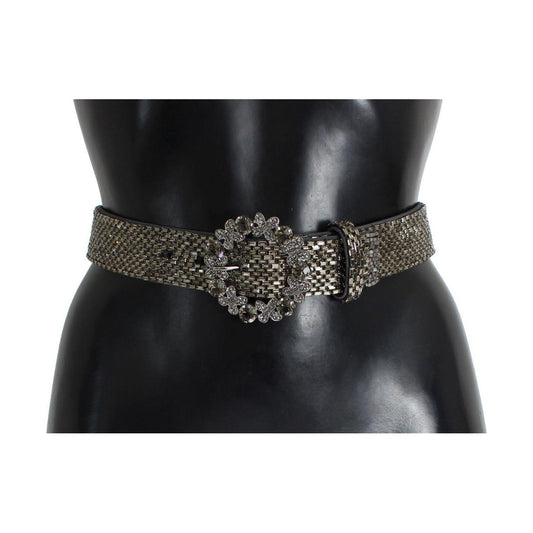 Dolce & Gabbana Crystal Buckle Sequined Waist Belt 1728,65 cm / 26 Inches,67345645728,Accessories,Belts - Accessories,Belts - Women - Accessories,crystals,Dolce & Gabbana,Gray,High-Waist Belts - Belts - Accessories,Material: 100% Viscose,New with tags,Wom