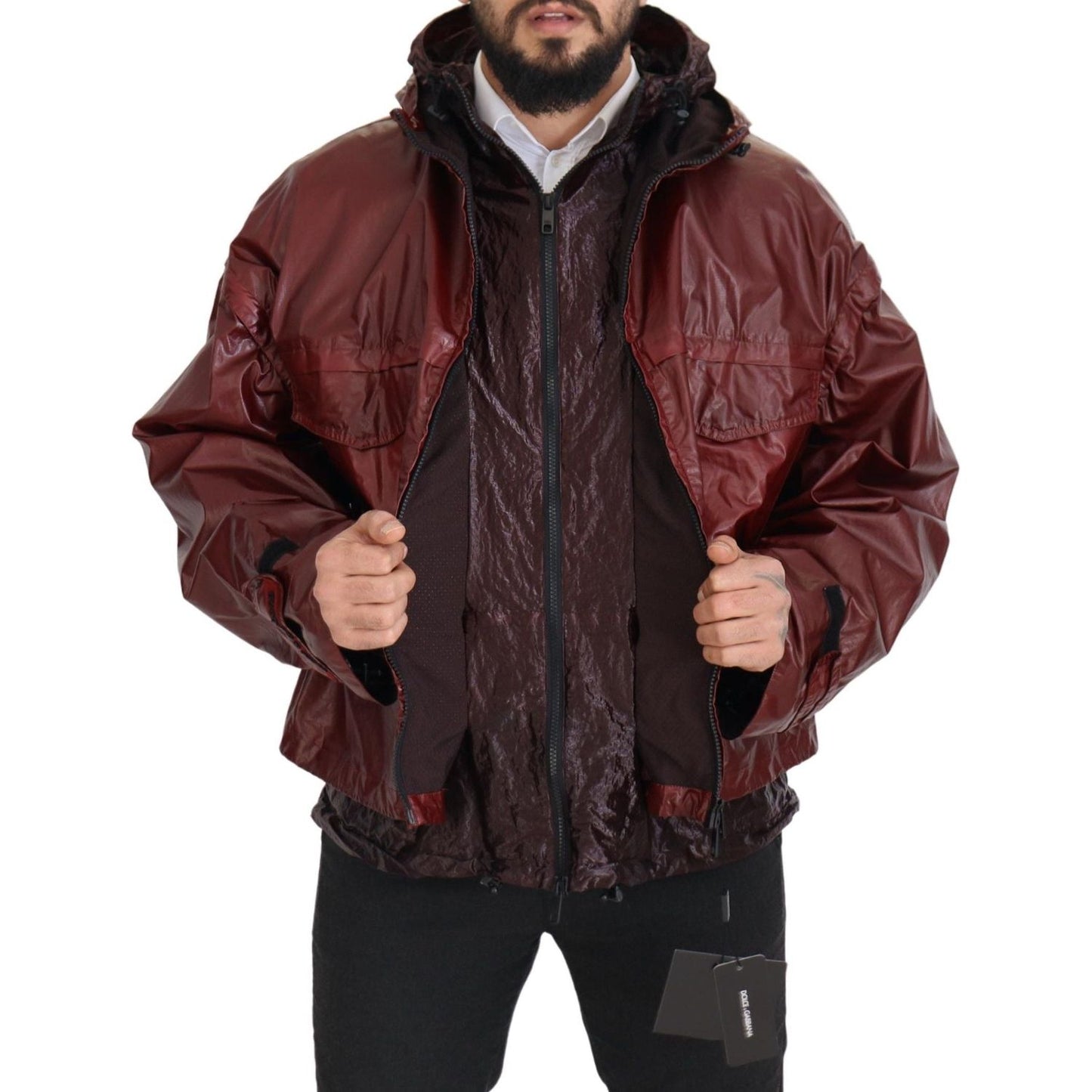Dolce & Gabbana Bordeaux Cotton Hooded Full Zip Jacket JKT3354- 50