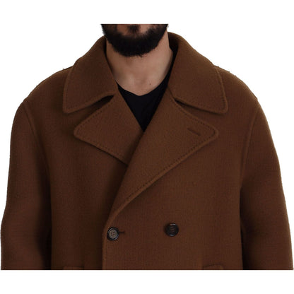Dolce & Gabbana Brown Nylon Double Breasted Coat Jacket