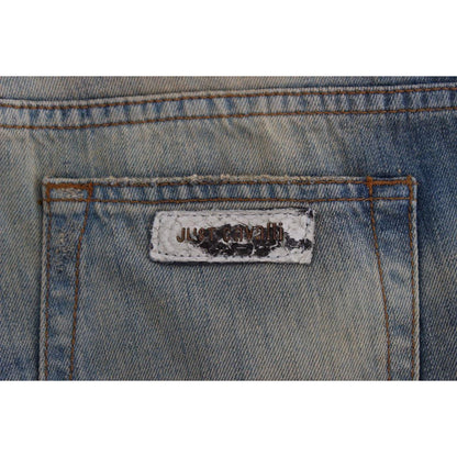 Cavalli Blue Wash Cotton Slim Fit Bootcut Jeans