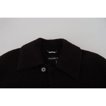 Dolce & Gabbana Black Alpaca Button Down Trench Coat Jacket