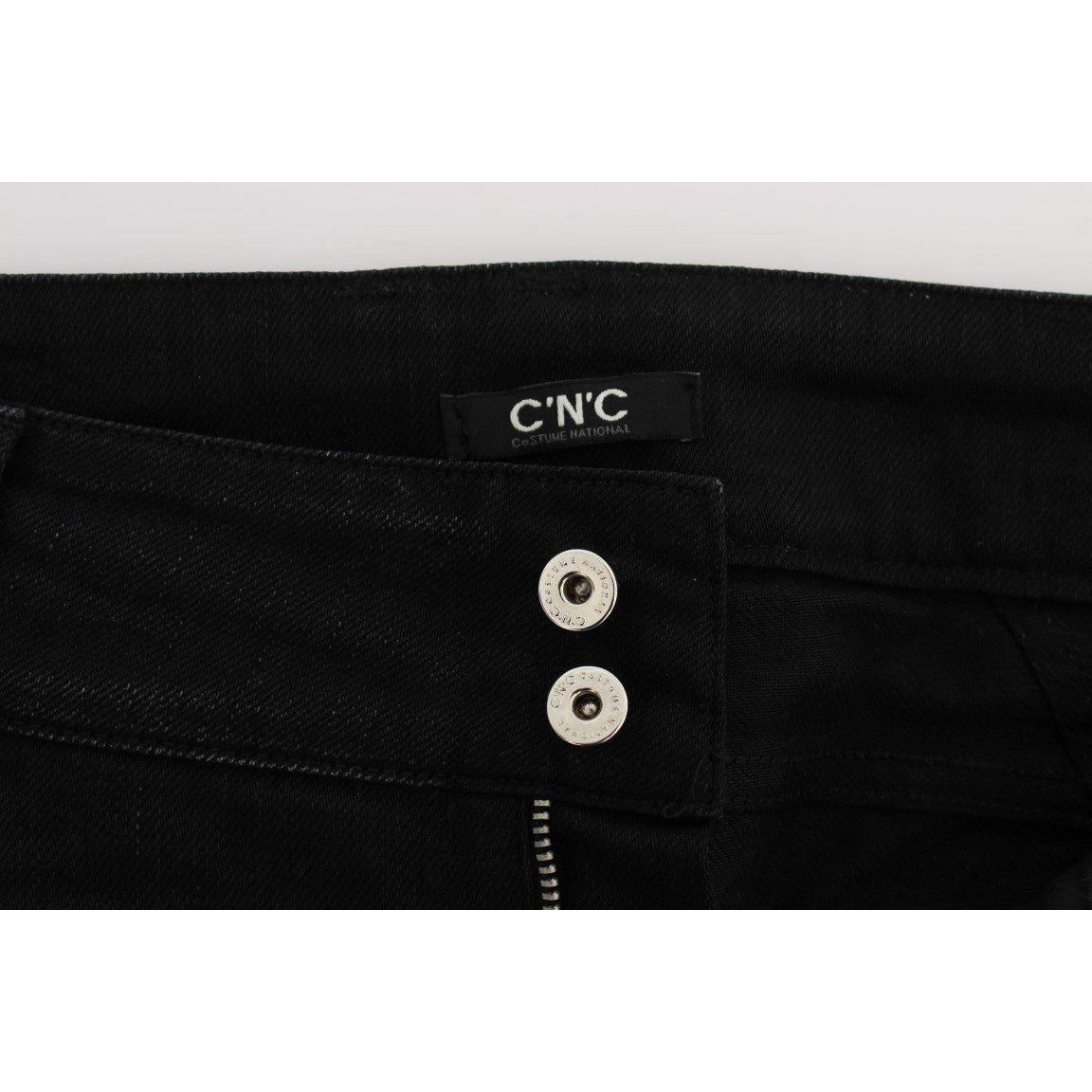 Costume National Black Cotton Slouchy Slims Fit Jeans Jeans & Pants