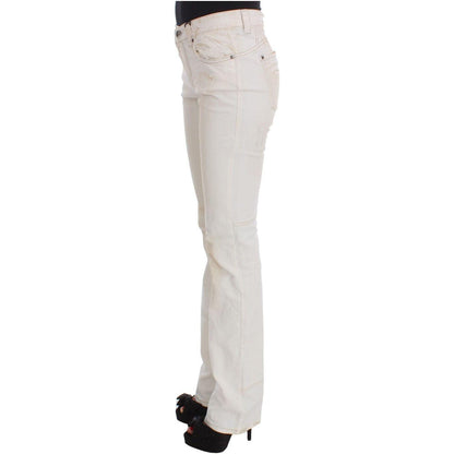Costume National White Cotton Slim Fit Bootcut Jeans