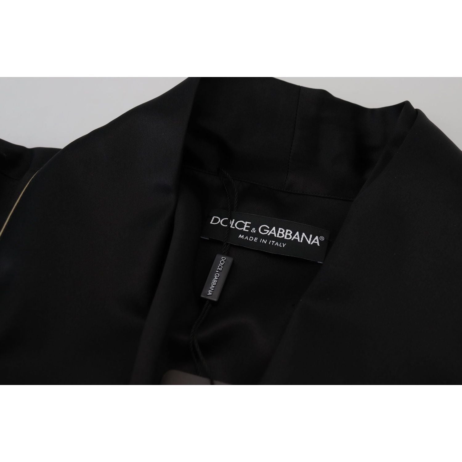 Dolce & Gabbana Black 100% Silk Robe Coat Wrap  Jacket