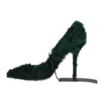 Dolce & Gabbana Elegant Green Xiangao Fur Leather Pumps Dolce & Gabbana Black