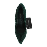 Dolce & Gabbana Elegant Green Xiangao Fur Leather Pumps Dolce & Gabbana Black