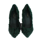 Dolce & Gabbana Elegant Green Xiangao Fur Leather Pumps Dolce & Gabbana Black