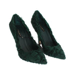 Dolce & Gabbana Elegant Green Xiangao Fur Leather Pumps Dolce & Gabbana Dark Slate Gray