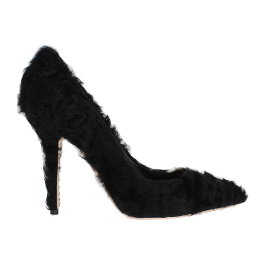 Dolce & Gabbana Elegant Pumps in Luxe Xiangao Fur Leather Dolce & Gabbana Black