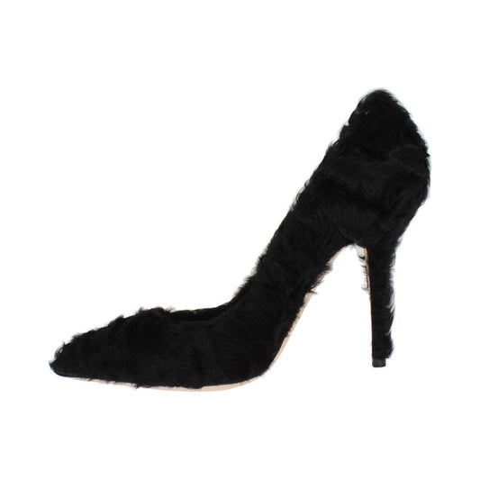 Dolce & Gabbana Elegant Pumps in Luxe Xiangao Fur Leather Dolce & Gabbana Black