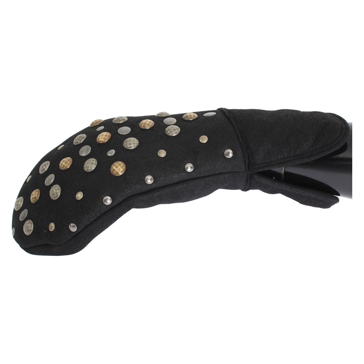 Dolce & Gabbana Gray Wool Shearling Studded Gloves 1728,67345645728,9|M,Accessories,Dolce & Gabbana,Gloves - Accessories,Gloves - Men - Accessories,Gray,Material: 100% Wool Merino Shearling,Men,Men - Accessories,New with tags