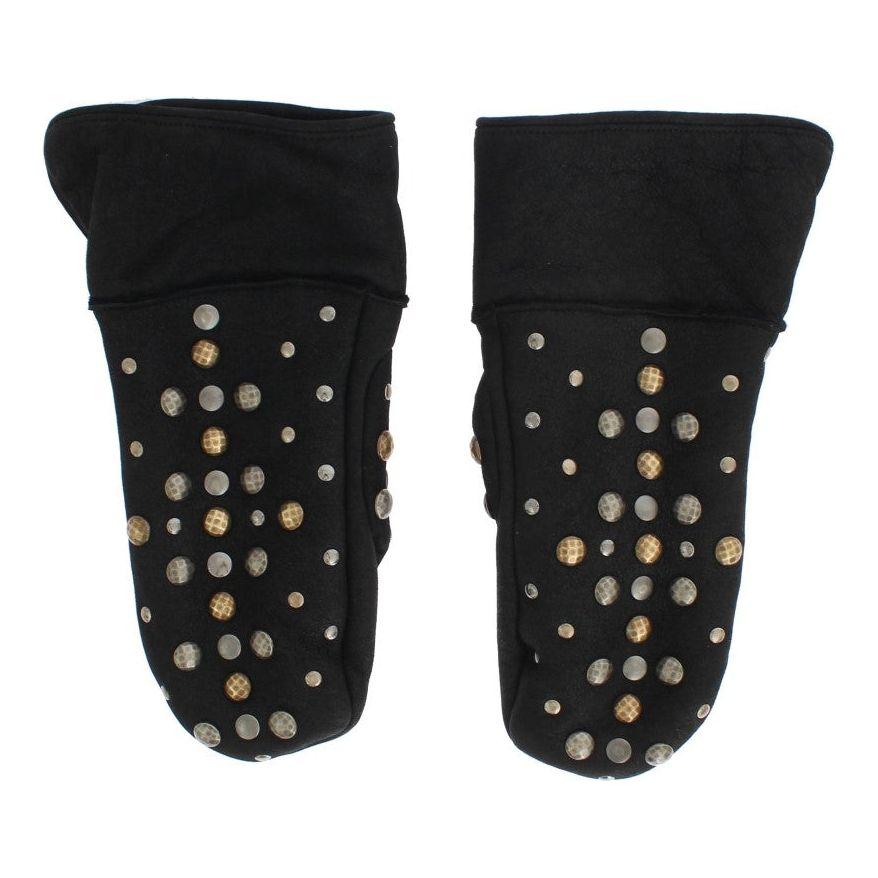 Dolce & Gabbana Gray Wool Shearling Studded Gloves 1728,67345645728,9|M,Accessories,Dolce & Gabbana,Gloves - Accessories,Gloves - Men - Accessories,Gray,Material: 100% Wool Merino Shearling,Men,Men - Accessories,New with tags