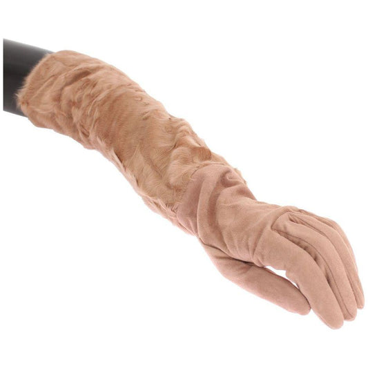 Dolce & Gabbana Beige Suede Xiangao Fur Elbow Gloves 1728,67345645728,8|M,Accessories,Beige,Dolce & Gabbana,Gloves - Accessories,Gloves - Women - Accessories,New with tags,Women,Women - Accessories
