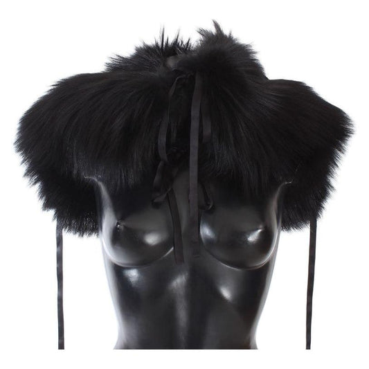 Dolce & Gabbana Black Fox Fur Shoulder Wrap Cover Collar Scarf 1728,5% Silk,67345645728,Accessories,Black,Dolce & Gabbana,L,M,Material: 95% Fox Fur Argentata,New with tags,S,Scarves - Accessories,Scarves - Scarves - Accessories,Scarves - Women - Accessori