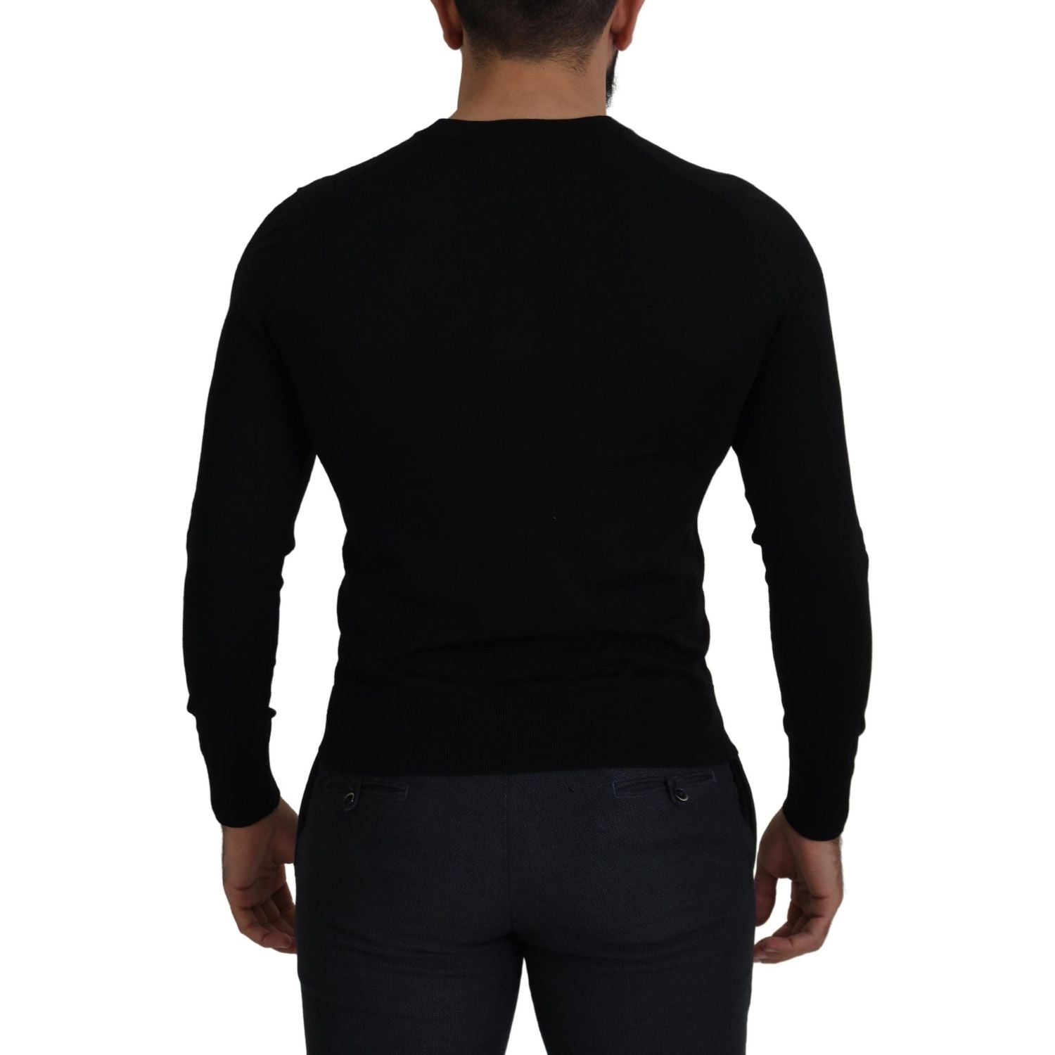 Dolce & Gabbana Black Wool Button Down Cardigan Sweater