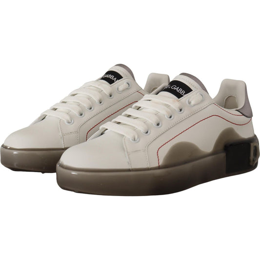 Dolce & Gabbana Elegant White Leather Sneakers Dolce & Gabbana Gray