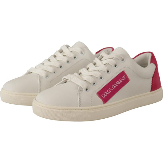 Dolce & Gabbana Elegant White Leather Low-Top Sneakers Dolce & Gabbana Gray