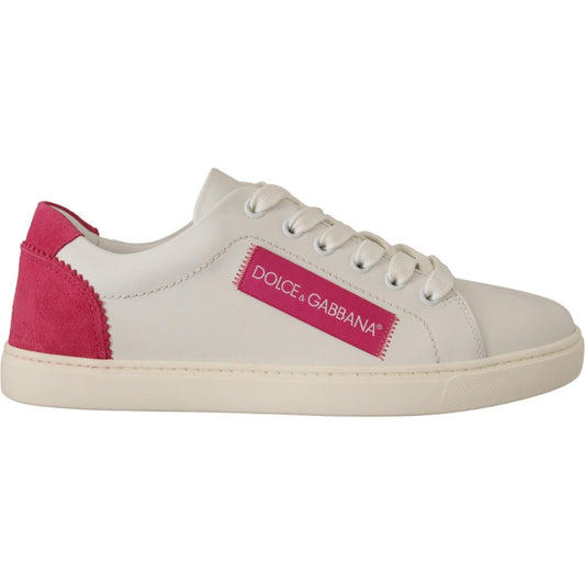 Dolce & Gabbana Elegant White Leather Low-Top Sneakers Dolce & Gabbana Gray