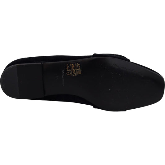 Dolce & Gabbana Chic Velvet Crystal-Embellished Loafers Dolce & Gabbana Black